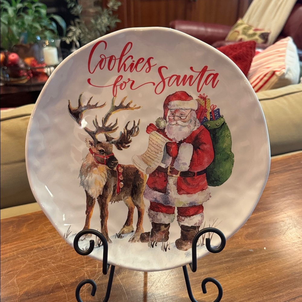 NWT Michel Design Works Cookies for Santa Melamine 11” Cookie Plate Christmas